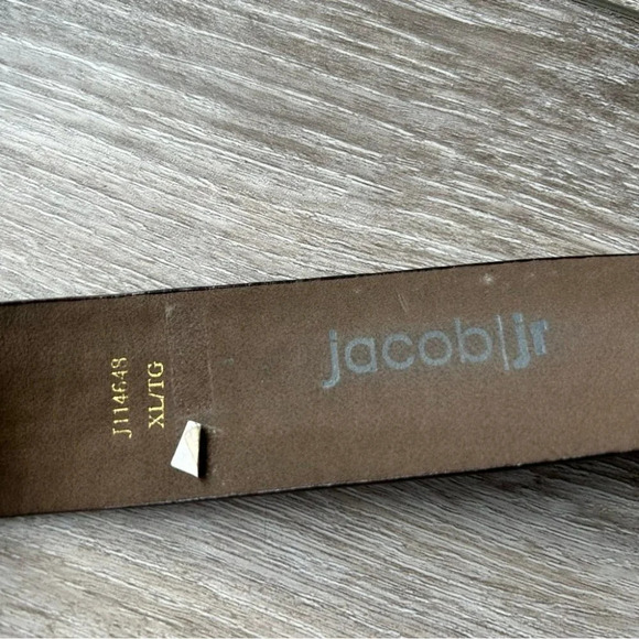 Vintage Jacob Jr Brown Leather  Rhinestones Floral Buckle Belt - Picture 8 of 14